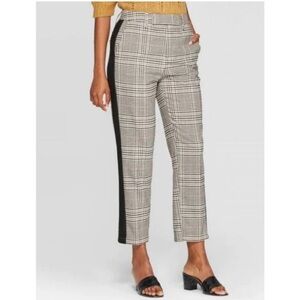 Who What Wear Plaid Ankle Pants with Black Side Stripe Size 4